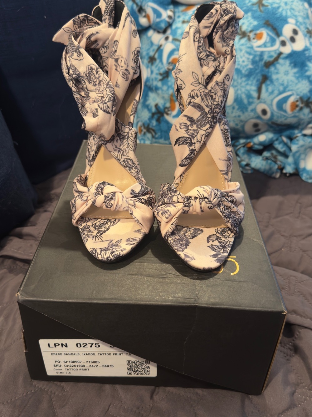Shoe Dazzle Blush Floral Wrap-Heel Sandals